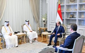 الرئيس السيسي يستقبل الشيخ محمد بن عبد الرحمن بن جاسم ال ثاني رئيس مجلس الوزراء ووزير خارجية قطر