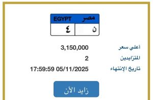 المرور : اللوحة ن ٤ يتجاوز سعرها 3 مليون جنيه
